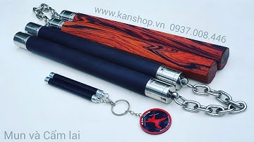 Côn gỗ MUN và gỗ CẨM LAI đầu xoay inox 304 (không rỉ sét). #KANSHOP bán côn nhị khúc