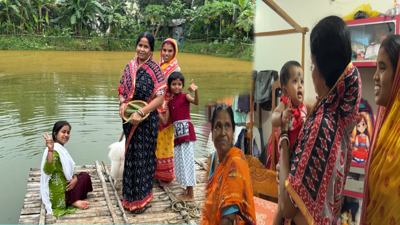 আজ সন্ধ্যা নৌকায় চড়ে কি কি সবজি নিয়ে এসে রান্না করলো//