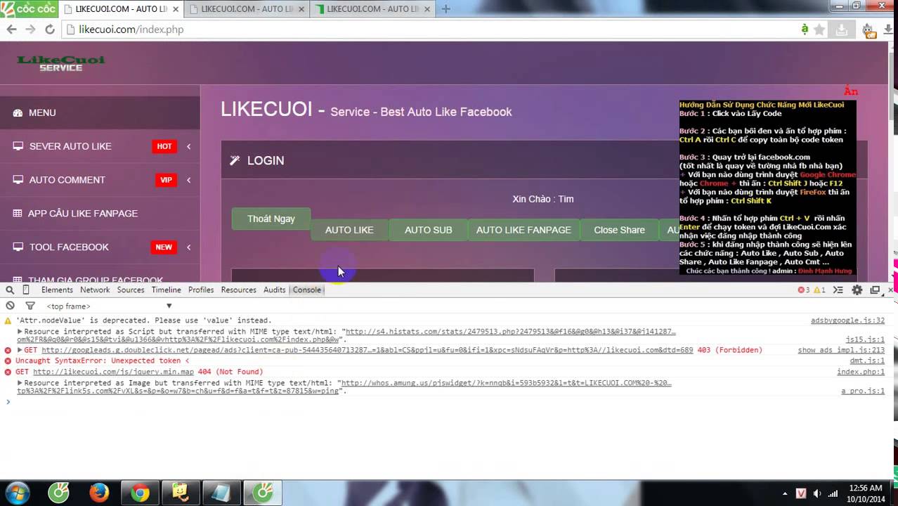 Hướng Dẫn Auto Like – Auto Like Fanpage – Auto Sub – Auto Share – Auto Cmt tại LikeCuoi.Vn