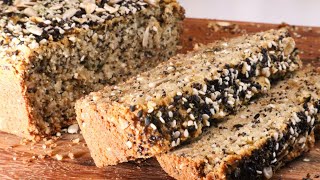 MULTI Seeded Sliced Sandwich BREAD Low CARB \& GF | NO KNEAD Easy Recipe