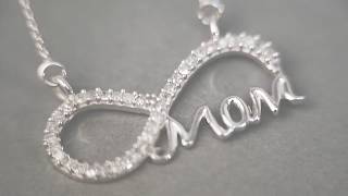10k white gold diamond mom infinity necklace