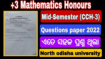 +3 2nd Mid-Semester Mathematics honours questions paper 2022 ll Mathematics honours paper CCH-3