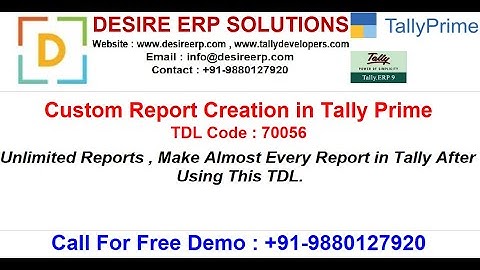 70056 Custom Report Creation In Tally