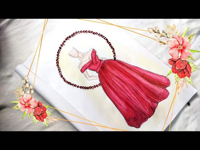How to draw a red gown | easy | fashion illustration | beginner simple drawing