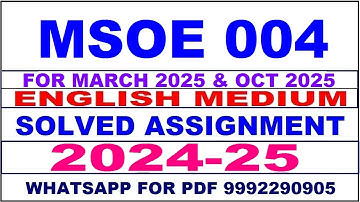 msoe 4 solved assignment 2024-25 | msoe 4 solved assignment in english 2025 | msoe 4 2024-25