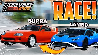 Supra Vs Lamborghini In Roblox Driving Empire Insanely Close