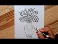 How to draw flower with pot pencil shade flower vase drawing  creativitystudio