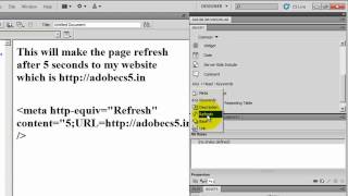Dreamweaver Tutorial: Refreshing your website automatically after a few seconds ( Meta -Data)