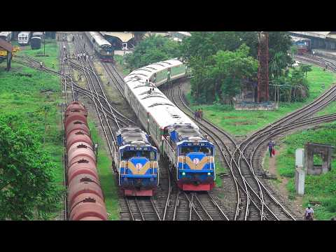 Non stop Intercity Banalata Express Train leaving the capital city Dhaka