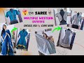 Stylish western dresses  tops jackets from sarees  multiple outfits from one old saree reuse