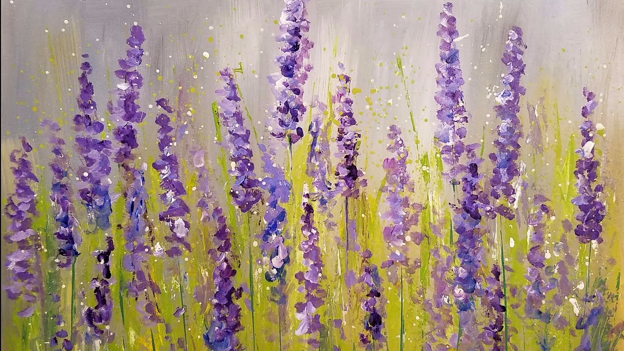 Easy Lavender Painting with Cotton Swabs  Acrylic Tutorial Step by Step  for Beginners