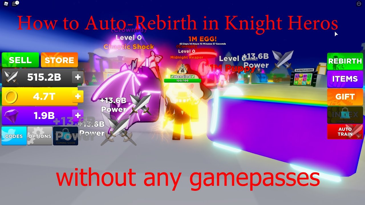 How To Auto Rebirth In Knight Heros Without Any Gamepasses NO ROBUX 
