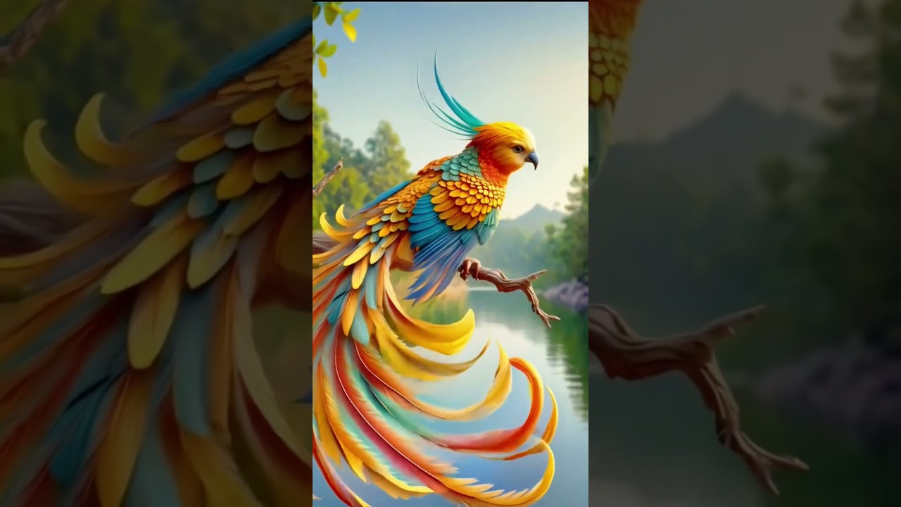 Coloful birds in forest 