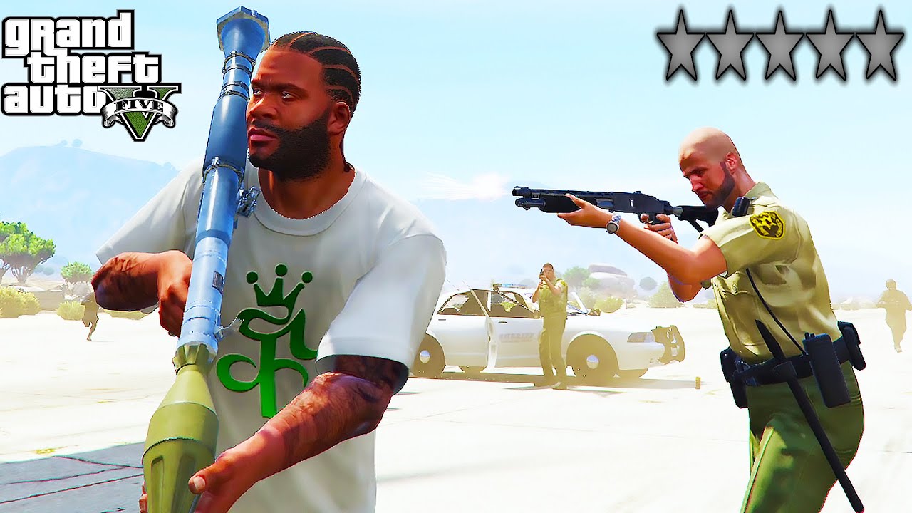GTA 5 - FRANKLIN FIVE STAR COP BATTLE RAMPAGE at POLICE STATION - GTA V ...