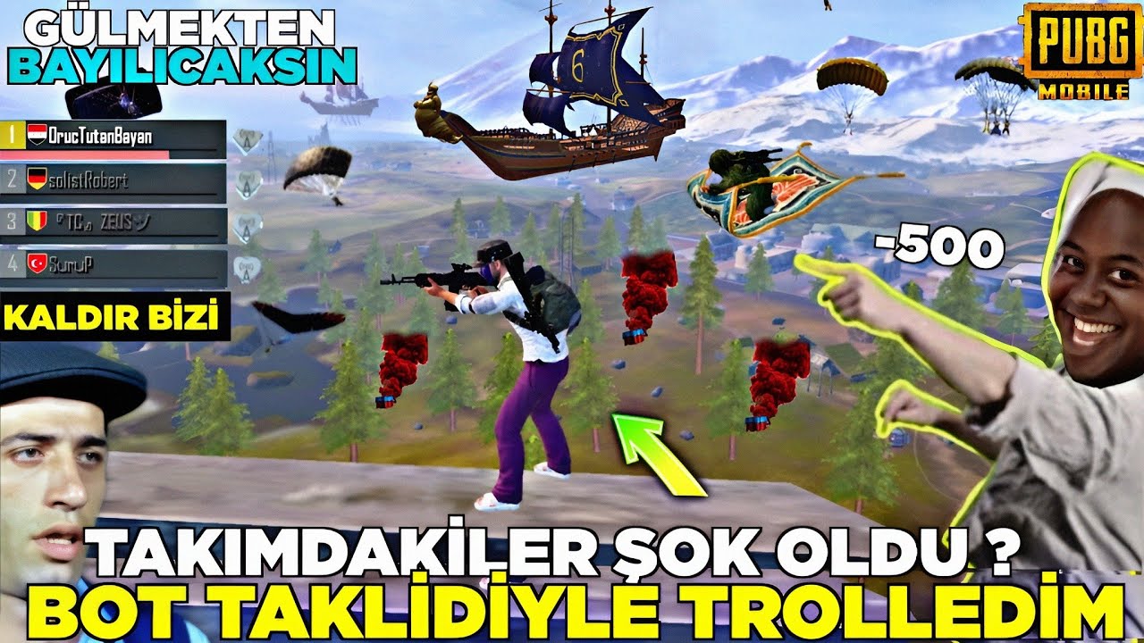 BOT TAKLİDİYLE TROLLEDİM 😱 TAKIMDAKİLERİ OYNAYIŞIMLA ŞOK ETTİM 😂 PUBG MOBİLE KOMİK MONTAJ
