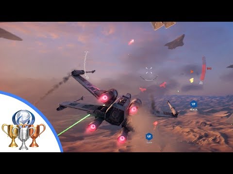 Star Wars Battlefront 2 X-wing vs TIE Fighter - destroy eight starfighters above Jakku. (Mission 11)