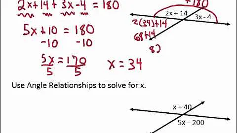Solve for x with vertical angles or linear pairs