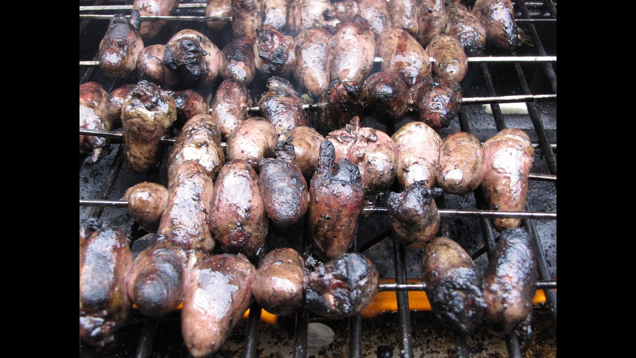 Bizarre Foods - Grilled Chicken Hearts - YouTube