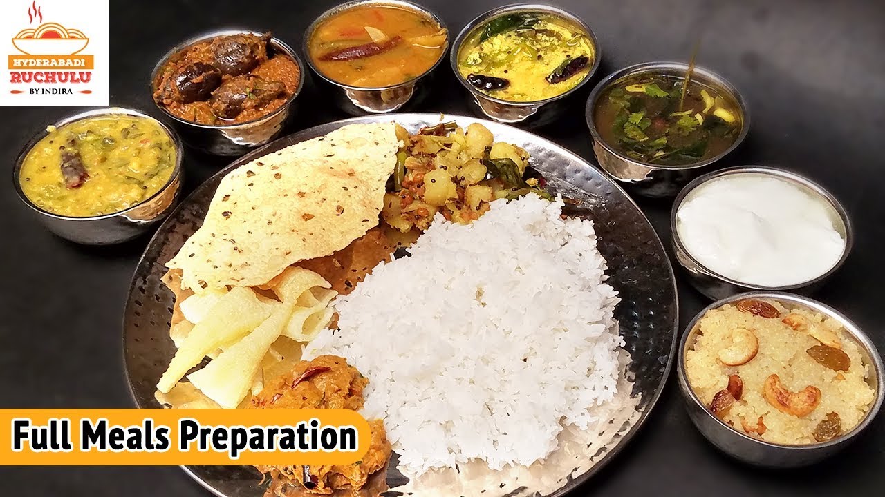 Full Meals | South Indian vegetarian Lunch Menu | Easy Full Meals Preparation | How to Meal Prep | Hyderabadi Ruchulu