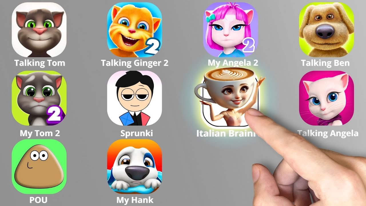 Talking Tom,Sprunki Incredibox,Squid Game,Italian Brainrot,Merge Fellas,Talking Hank,Angela,Pou,Ben