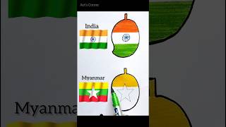 India Flag ❤️ Myanmar Flag Drawing | Independence Day Drawing #shorts #art #satisfying #viral