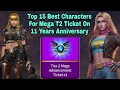 Top 15 Best Characters For Mega T2 Ticket On 11 Years Anniversary - Marvel Future Fight