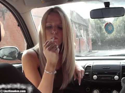 Blonde model smoking in car# smoking girl