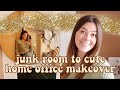 SPARE ROOM MAKEOVER - JUNK ROOM TO CUTE HOME OFFICE (BEFORE/AFTER) | LUCY WOOD [ad]