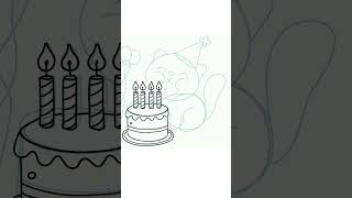 Cat coloring page - Birthday Cake