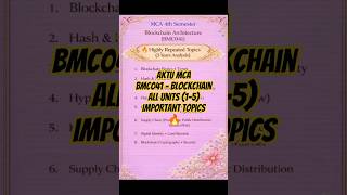 Blockchain Important Topics 🔥 | MCA 4th Sem (AKTU) BMC041 | Full Syllabus (Unit 1–5) 2026