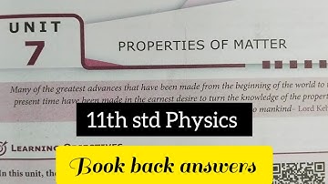 11th Physics Unit 7 Book back answers/ 11th unit 7 Properties of matter lesson book back answers 