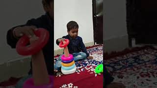 2 year old Baby Playing with Stacking ring toys 🧸 #stacking #baby #shorts #rings #ytshorts