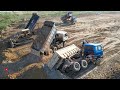 Incredible Dump Truck Soils Failed Heavy Power Helping Caterpillar 320 Excavator