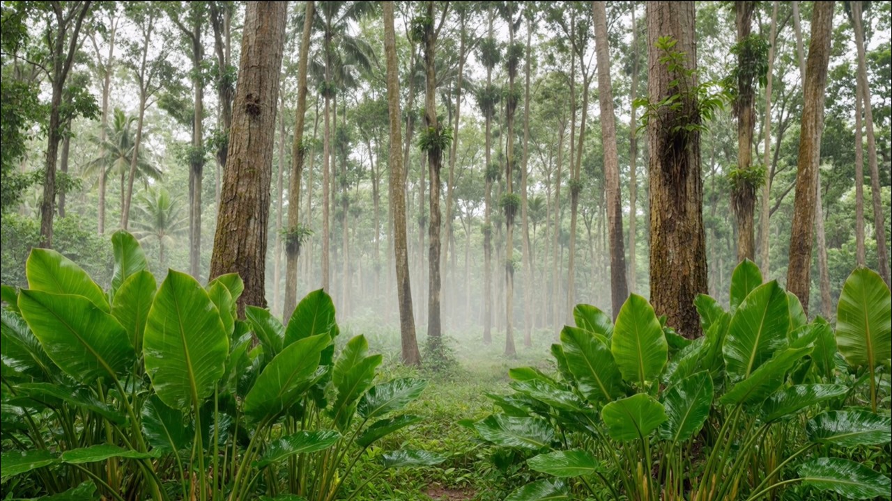 2 Hours Pure Tropical Rain Ambience 🌴 Soft Gentle Drizzle + Bird Chirps | Deep Sleep Black Screen