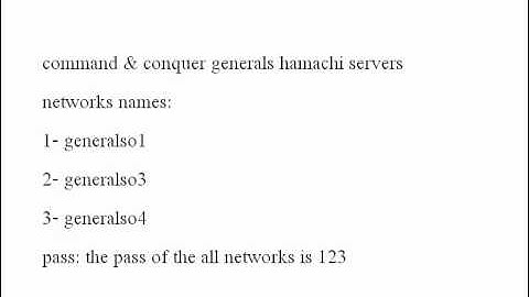 c&c generals hamachi servers