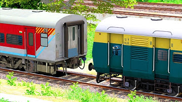 ICF MEMU COUPLING LHB RED COACH | BUMPY RAILROAD | RAILWORKS | TRAIN SIMULATOR 2022 | RAILROAD