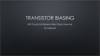 Transistor Biasing Collector Feedback Bias