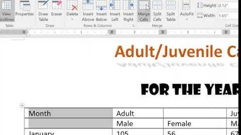 Using MS Word feature to merge cells vertically.