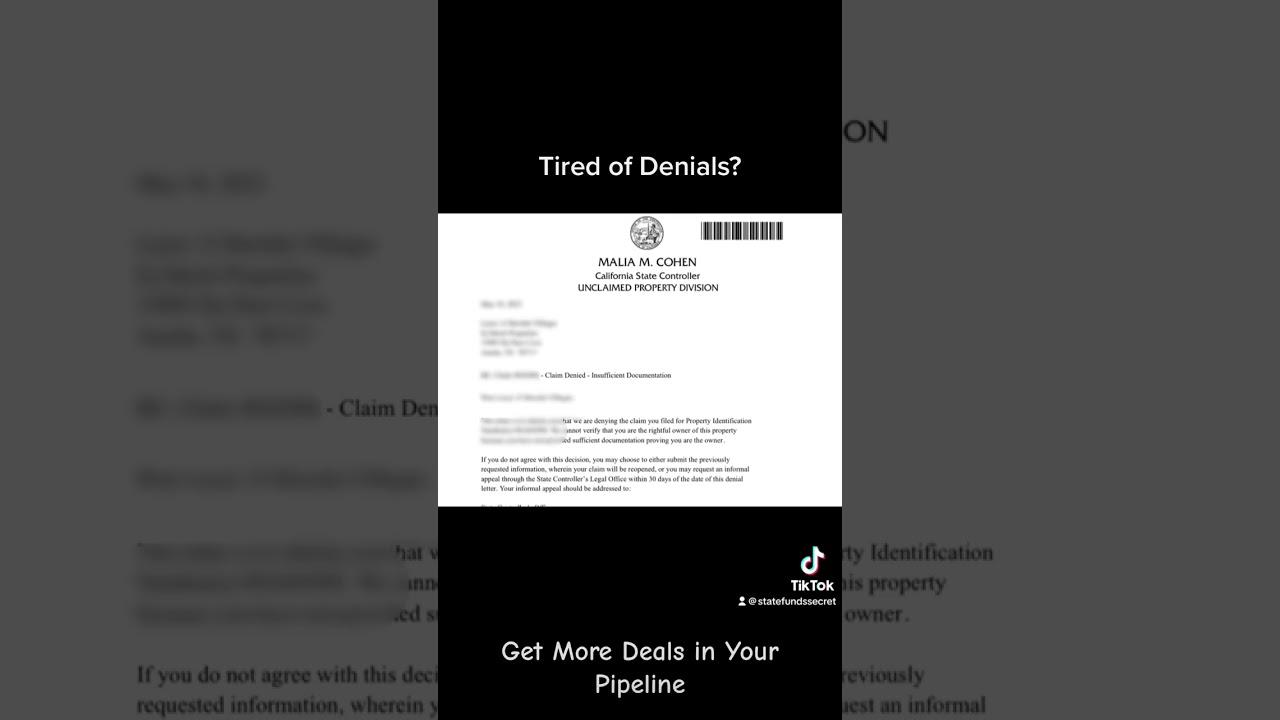 State Funds Unclaimed Property Denials