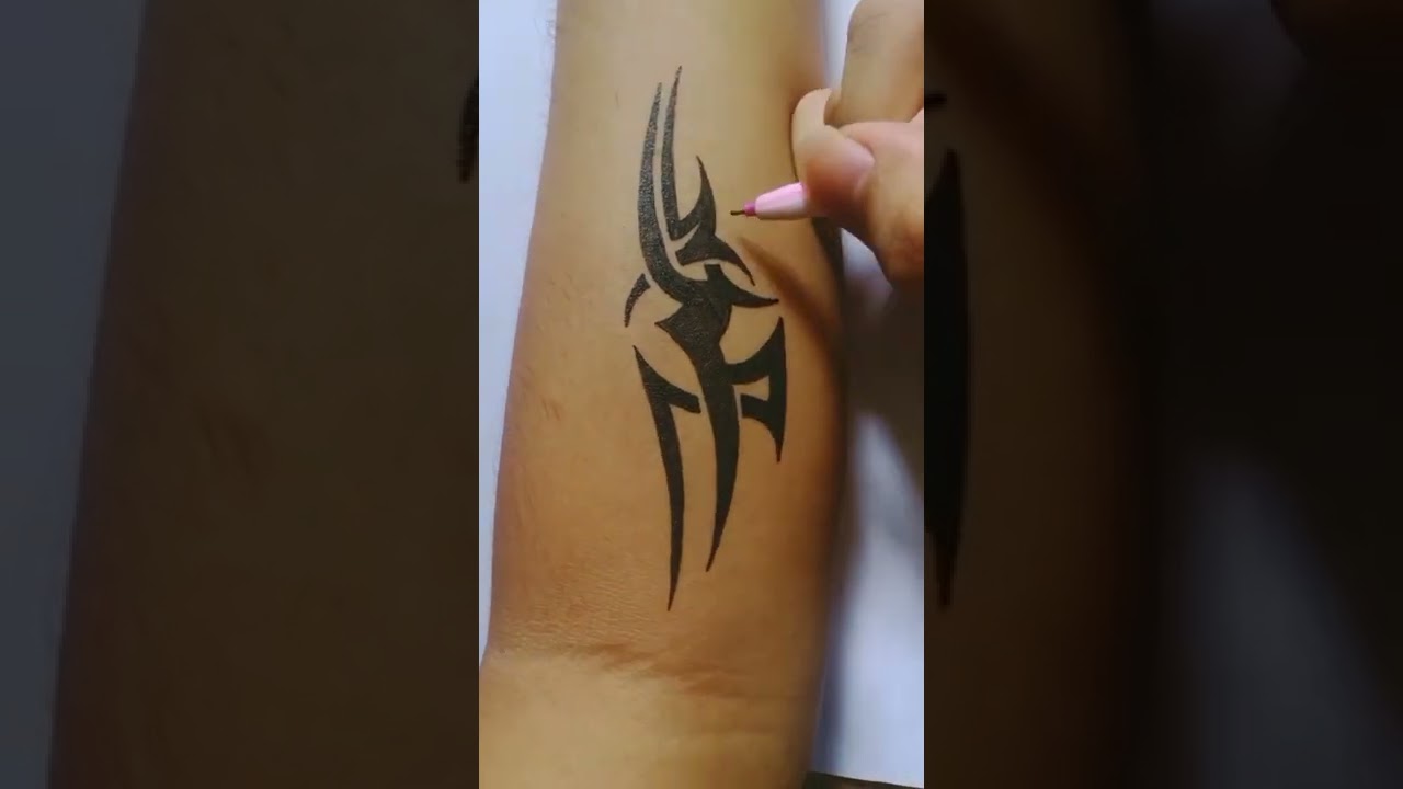How To Make Tattoo Tribal At Home With Pen #tattoo #drawing #tattooartist