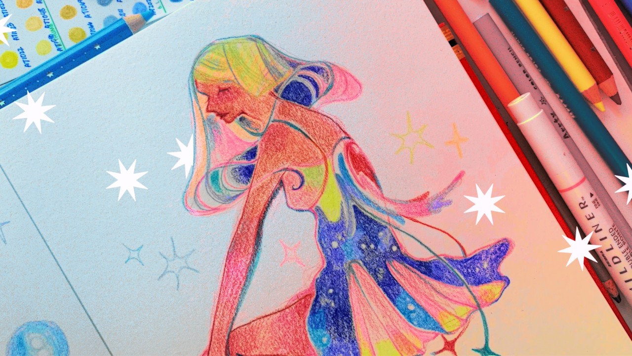 sketchbook draw with me + life update + trying arrtx colored pencils ⋆⁺₊
