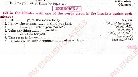 Syntax Exercise 5 Pronoun from excellent book class 12 solved by Ramesh Sir