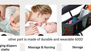 Costzon Baby Changing Table, Folding Diaper Station Nursery Organizer for Infant Dark Gray