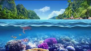 🌴 Tropical Island Paradise Ambience 🌊 Relaxing Ocean Waves, Coral Reef & Peaceful Music  screenshot 4