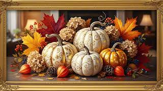 Autumn Still Life Pumpkins in Golden Frame | 4K Frame TV Art screenshot 4