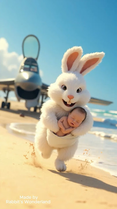 🐰A White Rabbit's Heroic Act: Saving a Baby After a Plane Crash #RabbitRescue #CuteAnimals #rabbit