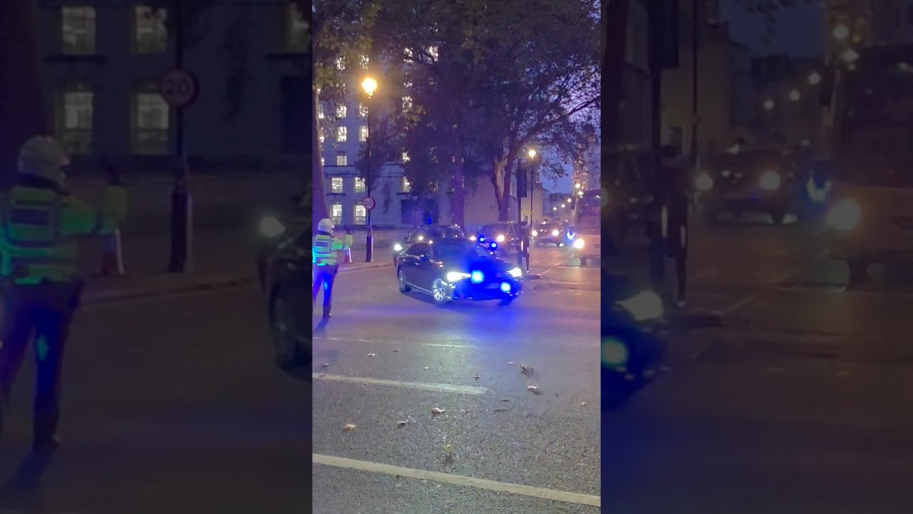 Volodymr Zelenskyy motorcade leaving London for stansted airport. 