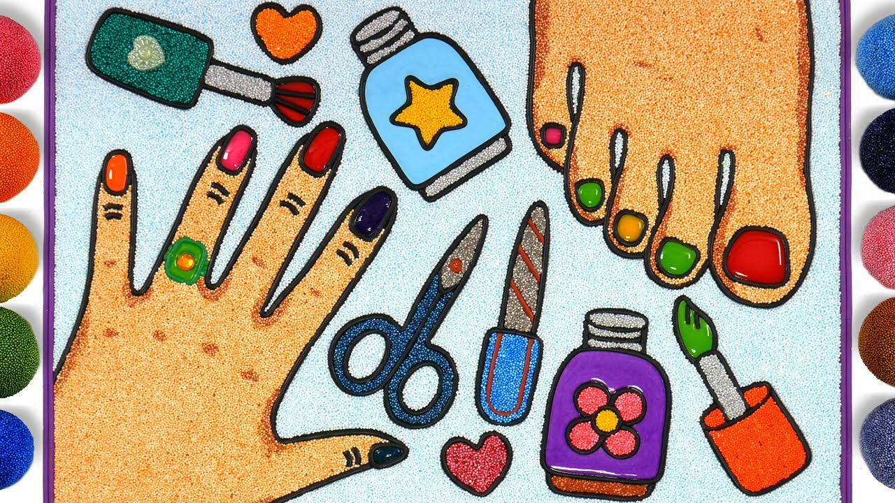 Nail polish Foam clay Coloring, Jelly Painting Menggambar Dan