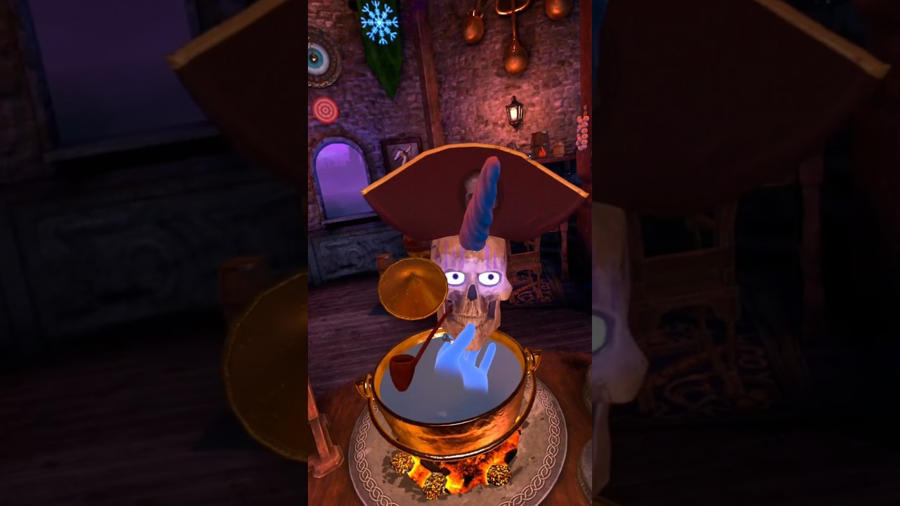 Trying different hats on skully! waltz of the wizard vr