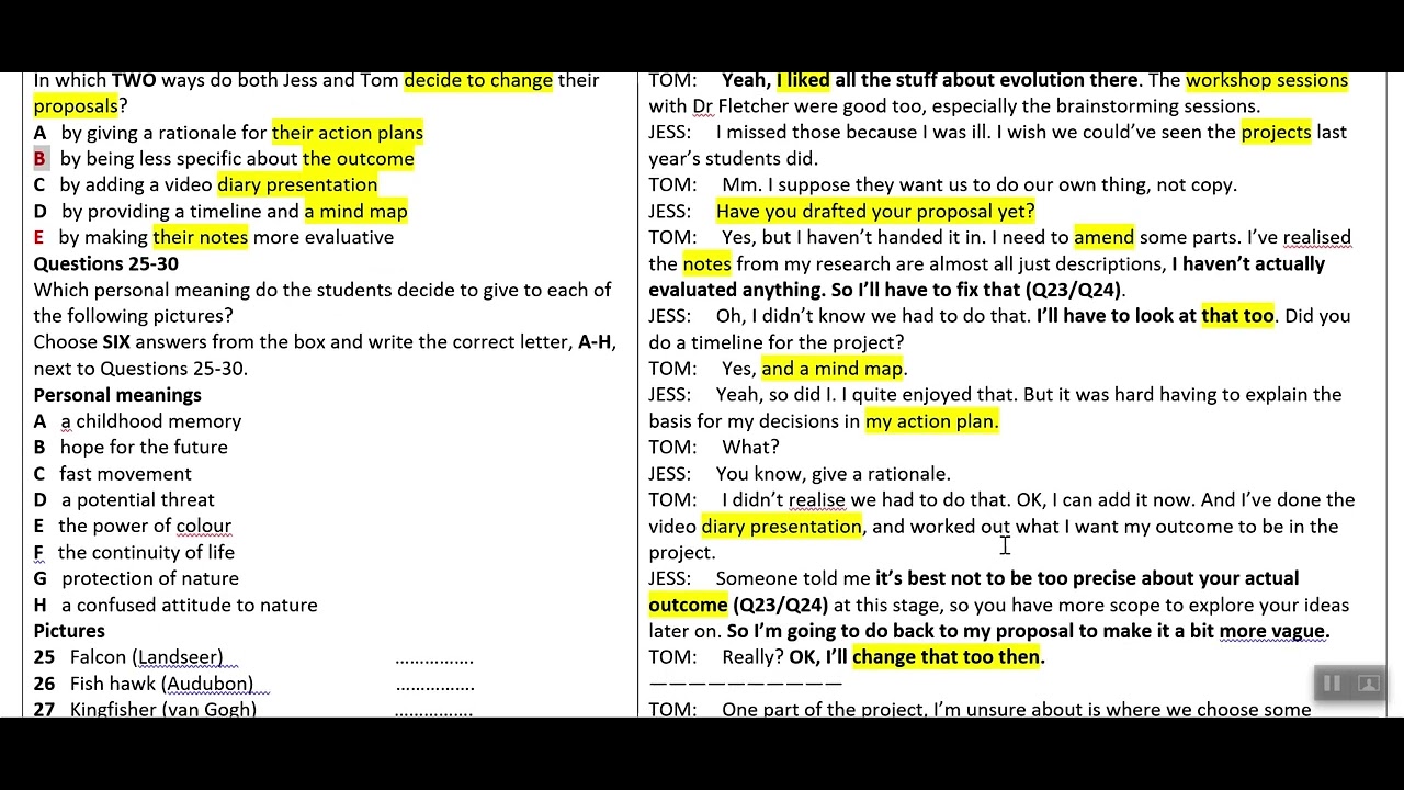 CHỮA PART 3 TEST 1 LISTENING CAM 16